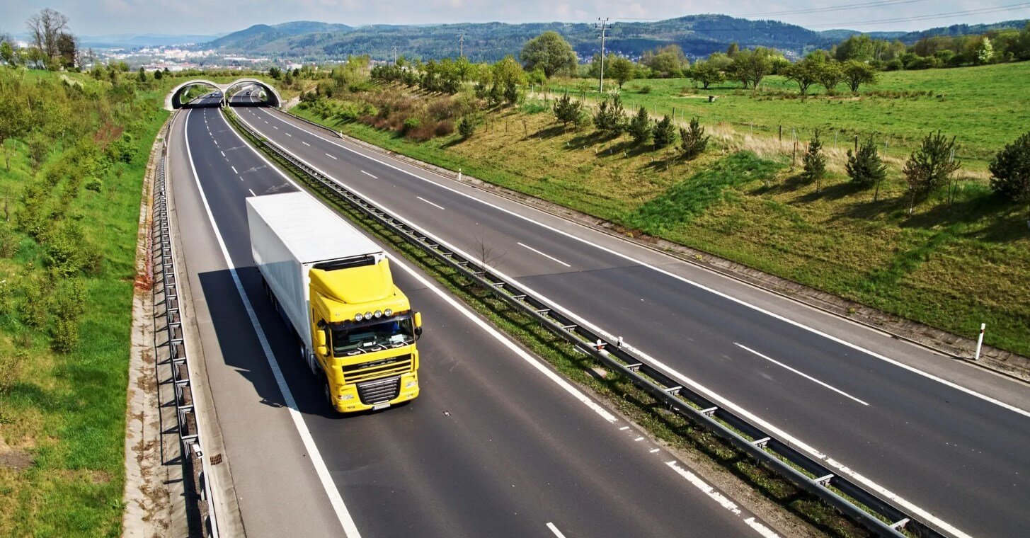 Truck rolling down the highway